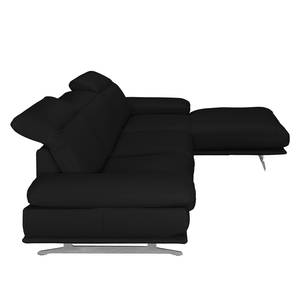 Ecksofa Kingman Echtleder Schwarz - Longchair davorstehend rechts