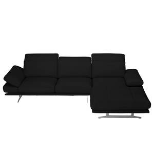 Ecksofa Kingman Echtleder Schwarz - Longchair davorstehend rechts