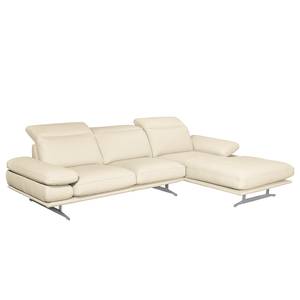 Ecksofa Kingman Echtleder Hellbeige - Longchair davorstehend rechts