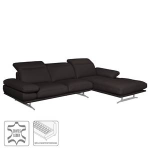 Ecksofa Kingman Echtleder Espresso - Longchair davorstehend rechts