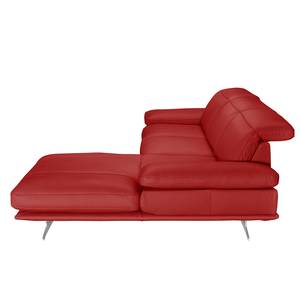 Hoekbank Kingman leer Rood - Longchair vooraanzicht rechts