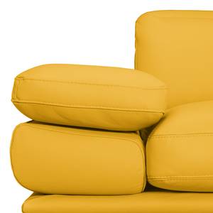 Canapé d'angle Kingman Cuir véritable - Jaune maïs - Méridienne courte à droite (vue de face)