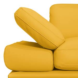 Canapé d'angle Kingman Cuir véritable - Jaune maïs - Méridienne courte à droite (vue de face)