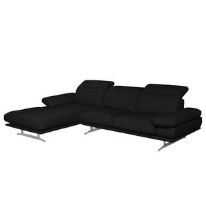 Ecksofa Kingman Echtleder Schwarz - Longchair davorstehend links