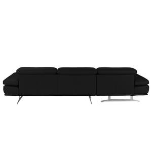 Ecksofa Kingman Echtleder Schwarz - Longchair davorstehend links