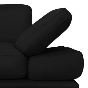 Canapé d'angle Kingman Cuir véritable - Noir - Méridienne courte à gauche (vue de face)