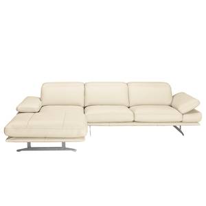 Hoekbank Kingman leer Licht beige - Longchair vooraanzicht links