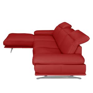 Hoekbank Kingman leer Rood - Longchair vooraanzicht links