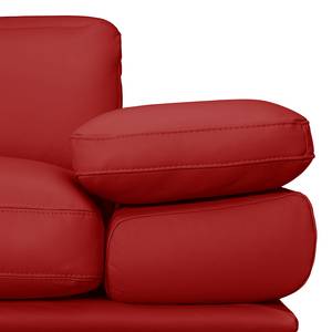 Canapé d'angle Kingman Cuir véritable - Rouge - Méridienne courte à gauche (vue de face)