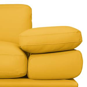 Canapé d'angle Kingman Cuir véritable - Jaune maïs - Méridienne courte à gauche (vue de face)