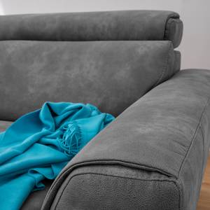 Ecksofa Ryley Kunstleder Antiklederlook - Granit - Longchair davorstehend links