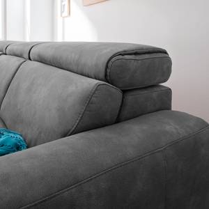 Canapé d'angle Ryley Imitation cuir - Granit - Méridienne courte à gauche (vue de face)