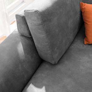 Canapé d'angle Ryley Aspect cuir vieilli - Granit - Méridienne courte à gauche (vue de face)