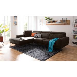 Ecksofa Ryley Kunstleder Antiklederlook - Braun - Longchair davorstehend links