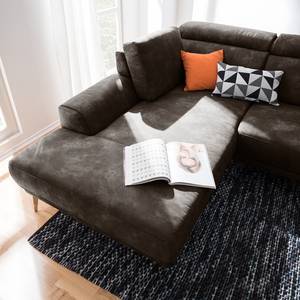 Hoekbank Ryley kunstleer antieke leren look - Bruin - Longchair vooraanzicht links