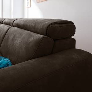 Canapé d'angle Ryley Aspect cuir vieilli - Marron - Méridienne courte à gauche (vue de face)