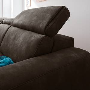 Canapé d'angle Ryley Aspect cuir vieilli - Marron - Méridienne courte à gauche (vue de face)