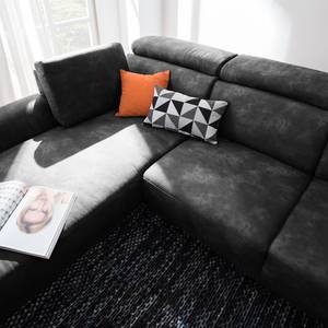 Ecksofa Ryley Kunstleder Antiklederlook - Schwarz - Longchair davorstehend links