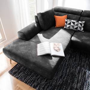 Ecksofa Ryley Kunstleder Antiklederlook - Schwarz - Longchair davorstehend links