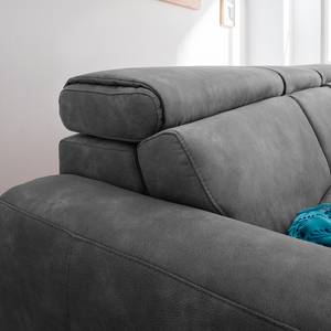 Canapé d'angle Ryley Aspect cuir vieilli - Granit - Méridienne courte à droite (vue de face)