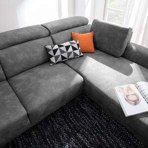 Ecksofa Ryley Kunstleder Antiklederlook - Granit - Longchair davorstehend rechts