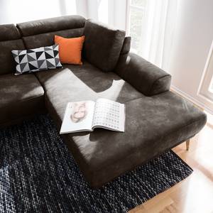 Canapé d'angle Ryley Imitation cuir - Marron - Méridienne courte à droite (vue de face)