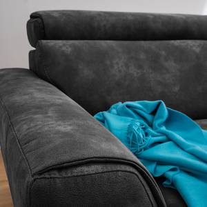 Ecksofa Ryley Kunstleder Antiklederlook - Schwarz - Longchair davorstehend rechts