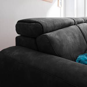Canapé d'angle Ryley Imitation cuir - Noir - Méridienne courte à droite (vue de face)