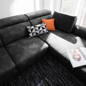 Ecksofa Ryley Kunstleder Antiklederlook - Schwarz - Longchair davorstehend rechts