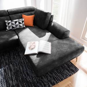 Ecksofa Ryley Kunstleder Antiklederlook - Schwarz - Longchair davorstehend rechts