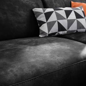 Ecksofa Ryley Kunstleder Antiklederlook - Schwarz - Longchair davorstehend rechts