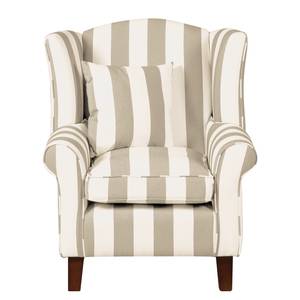 Fauteuil Colmar beige gestreept geweven stof - Beige - Met hocker