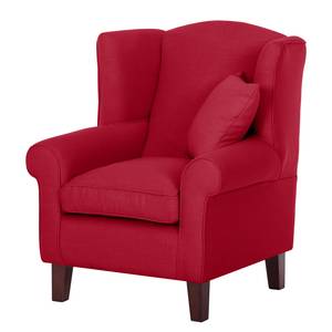 Fauteuil à oreilles Colmar Tissu - Tissu Maka : Rouge - Avec repose-pieds