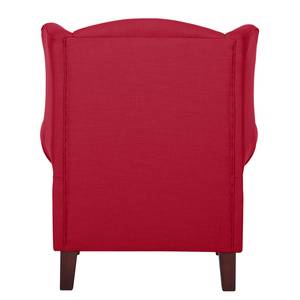 Fauteuil à oreilles Colmar Tissu - Tissu Maka : Rouge - Avec repose-pieds