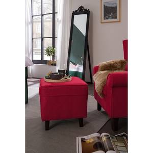 Fauteuil à oreilles Colmar Tissu - Tissu Maka : Rouge - Avec repose-pieds