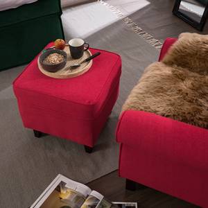 Fauteuil à oreilles Colmar Tissu - Tissu Maka : Rouge - Avec repose-pieds