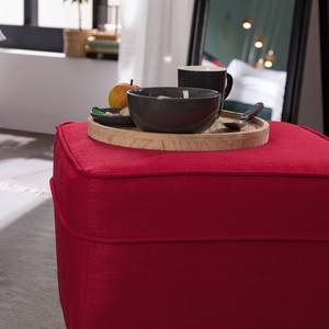 Fauteuil à oreilles Colmar Tissu - Tissu Maka : Rouge - Avec repose-pieds