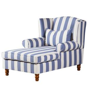 Oorfauteuil Sofia XXL blauw gestreept geweven stof - Blauw/wit