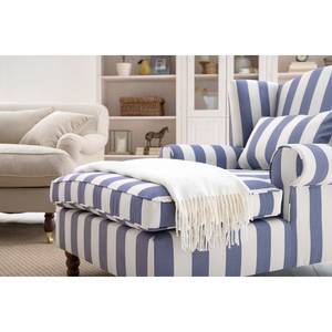 Fauteuil à oreilles Sofia XXL Tissu bleu à rayures - Bleu / Blanc