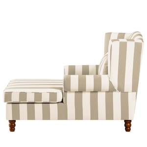 Fauteuil à oreilles Sofia XXL Tissu beige à rayures - Beige / Blanc