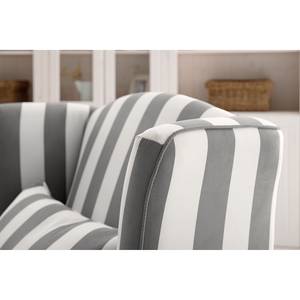 Fauteuil à oreilles Sofia XXL Tissu - Rayures blanches et grises - Blanc / Gris