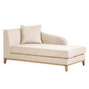 Chaise longue Blomma beige geweven stof - armleuning vooraanzicht links - frame: eikenhoutimitatie - Beige - Armleuning vooraanzicht rechts - Eik