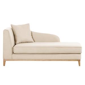 Chaise longue Blomma beige geweven stof - armleuning vooraanzicht links - frame: eikenhoutimitatie - Beige - Armleuning vooraanzicht rechts - Eik