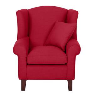 Oorfauteuil Colmar geweven stof - Stof Maka: Rood - Zonder hocker