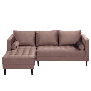 Ecksofa LAONA Samt - Samt Pauno: Mauve - Longchair davorstehend links - Ohne Hocker