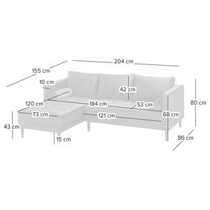 Ecksofa LAONA Samt - Samt Pauno: Weinrot - Longchair davorstehend links - Ohne Hocker