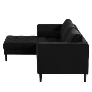 Ecksofa LAONA Samt Pauno: Schwarz - Longchair davorstehend links - Ohne Hocker