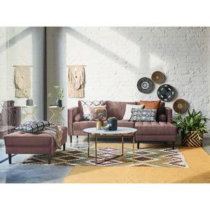 Ecksofa LAONA Samt - Samt Pauno: Mauve - Longchair davorstehend rechts - Ohne Hocker