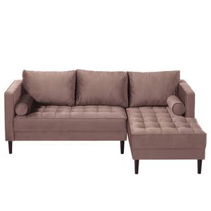 Ecksofa LAONA Samt - Samt Pauno: Mauve - Longchair davorstehend rechts - Ohne Hocker