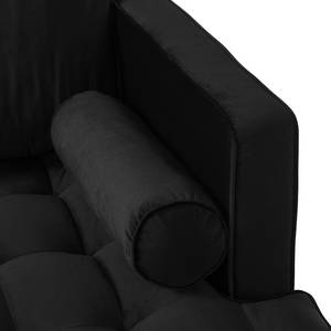 Ecksofa LAONA Samt Pauno: Schwarz - Longchair davorstehend rechts - Ohne Hocker